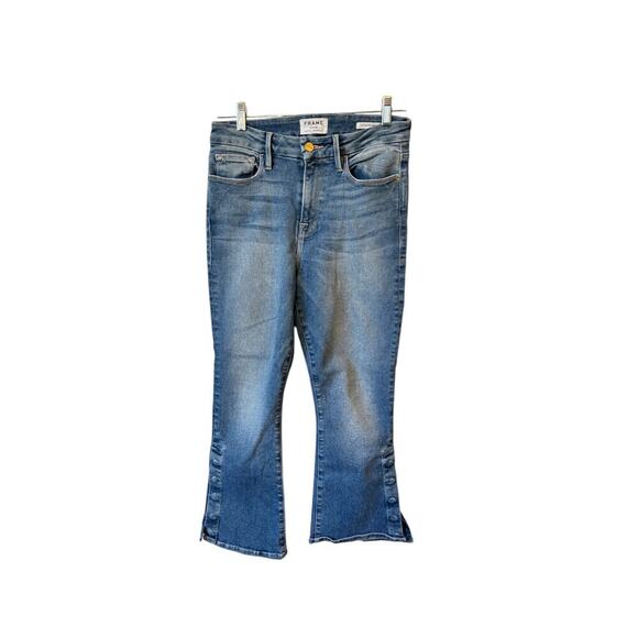 FRAME Le Crop Mini Boot Jeans Button Flare Detail Sz 28 EUC $315 MSRP Alta Pura - Picture 2 of 9